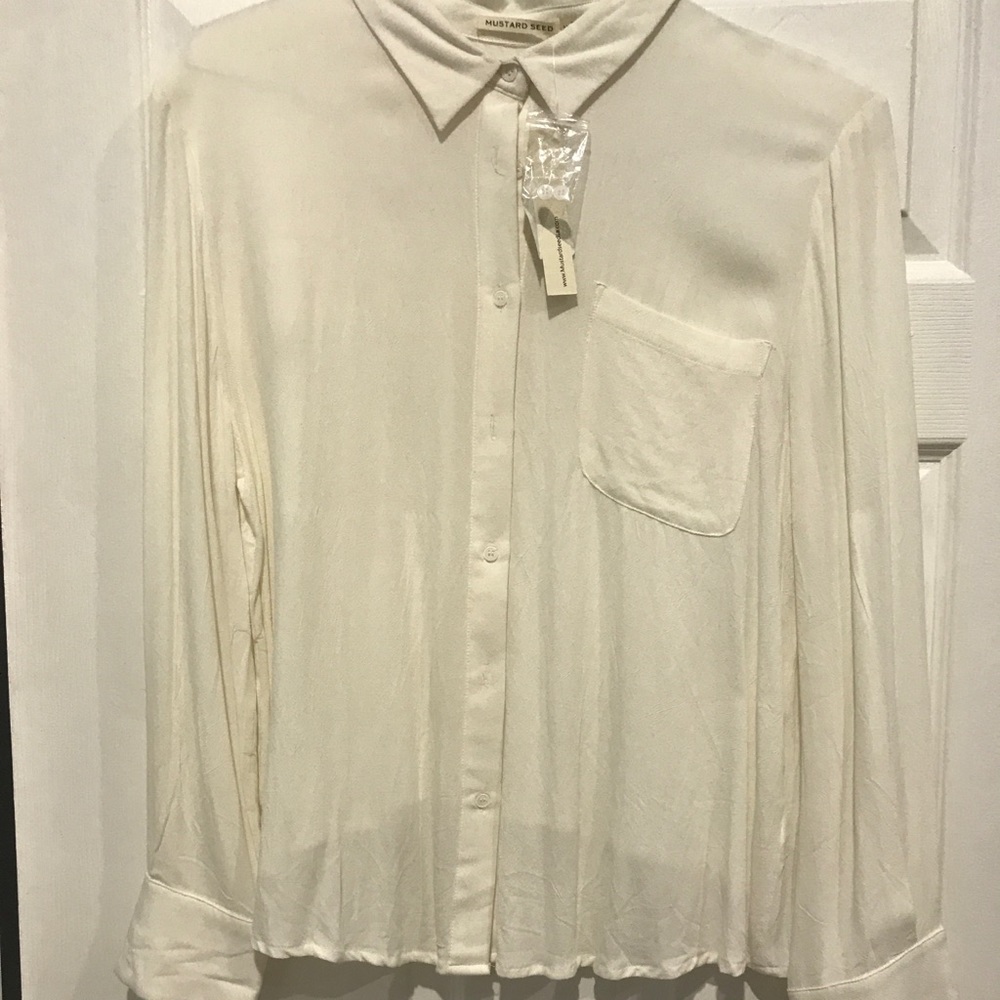 Mustard Seed button down cotton blouse